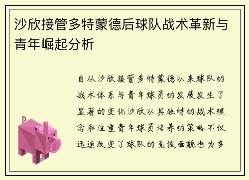 沙欣接管多特蒙德后球队战术革新与青年崛起分析